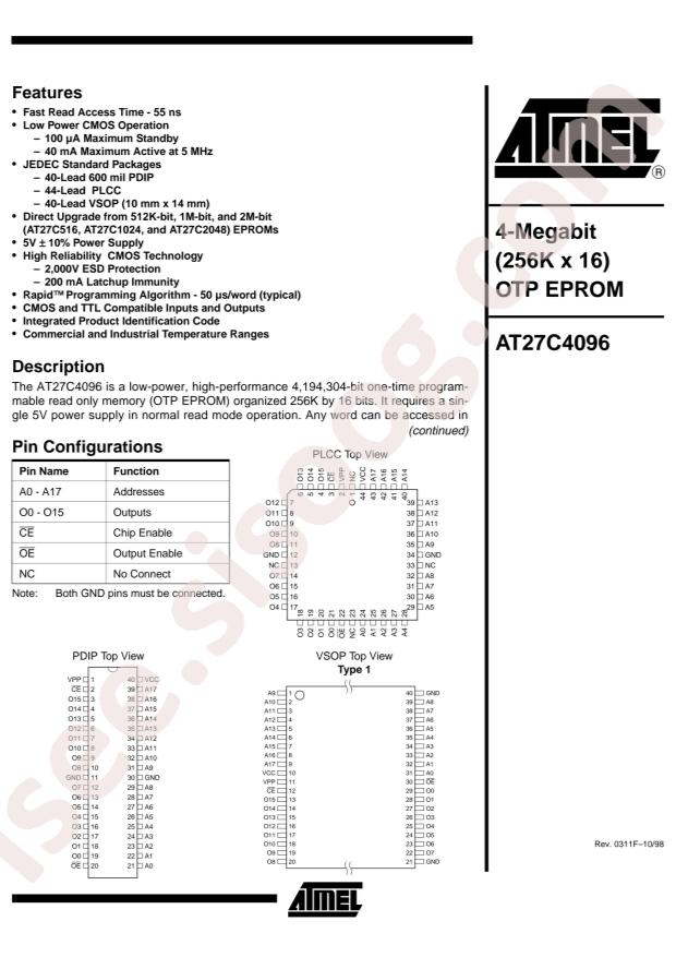 MICROCHIP AT27C4096-55PC