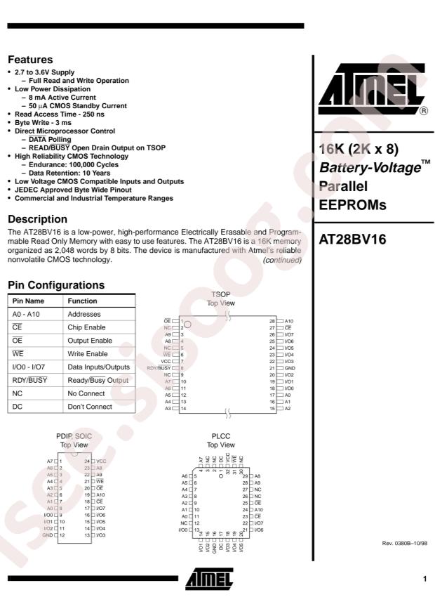 MICROCHIP AT28BV16-30TC