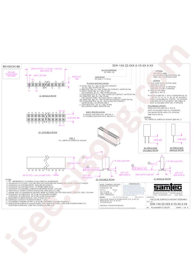 Samtec SSW-108-22-S-D-VS-K