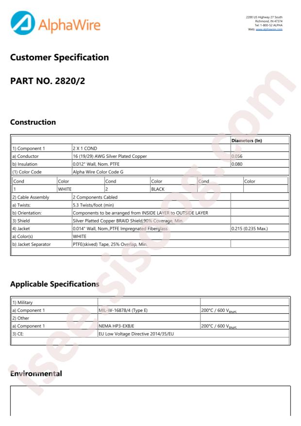 Alpha Wire 2820/2 WH005