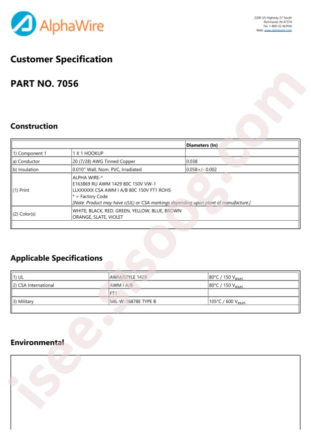 Alpha Wire 7056 BL005