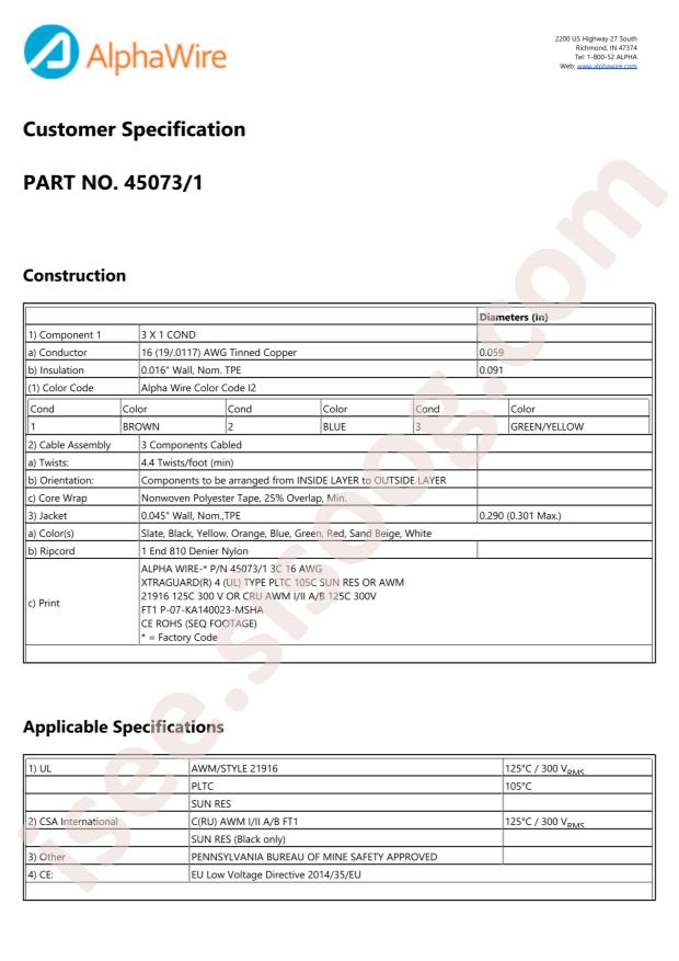 Alpha Wire 45073/1 SL199