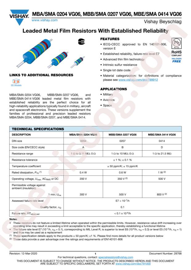 VISHAY MBB0207CC7503FC100