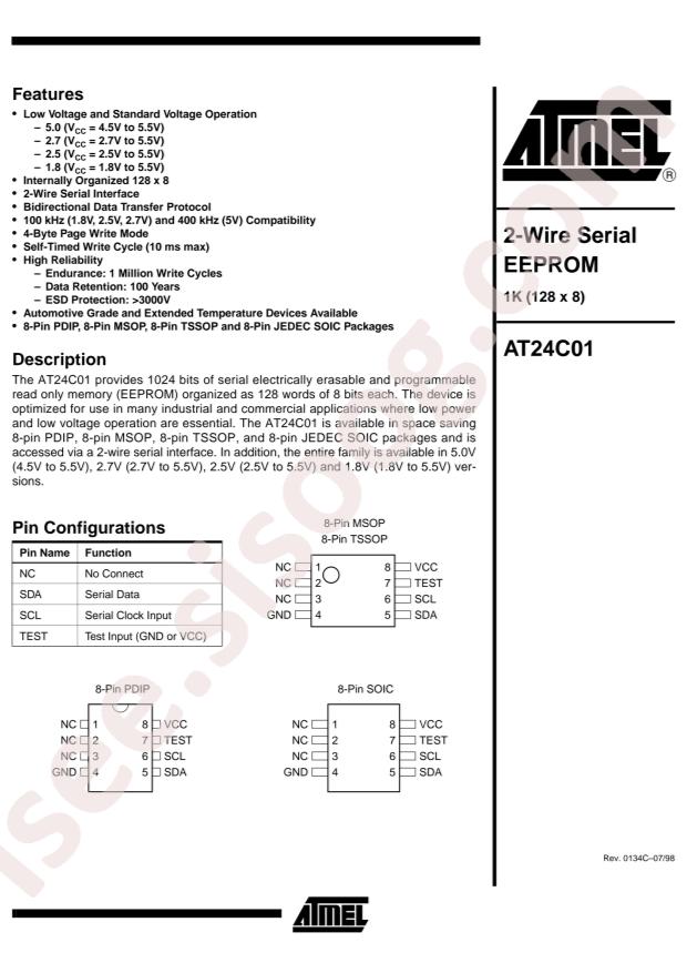 MICROCHIP AT24C01-10SC-2.5
