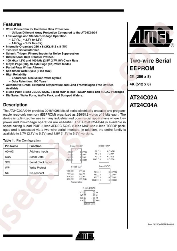 MICROCHIP AT24C04AN-10SI-2.7