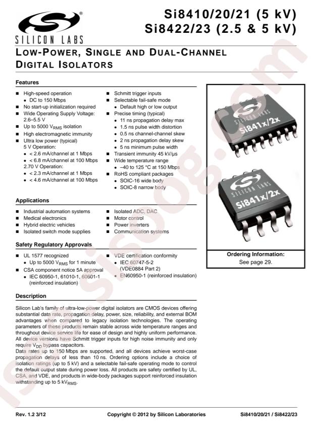 SILICON LABS SI8410BD-A-ISR