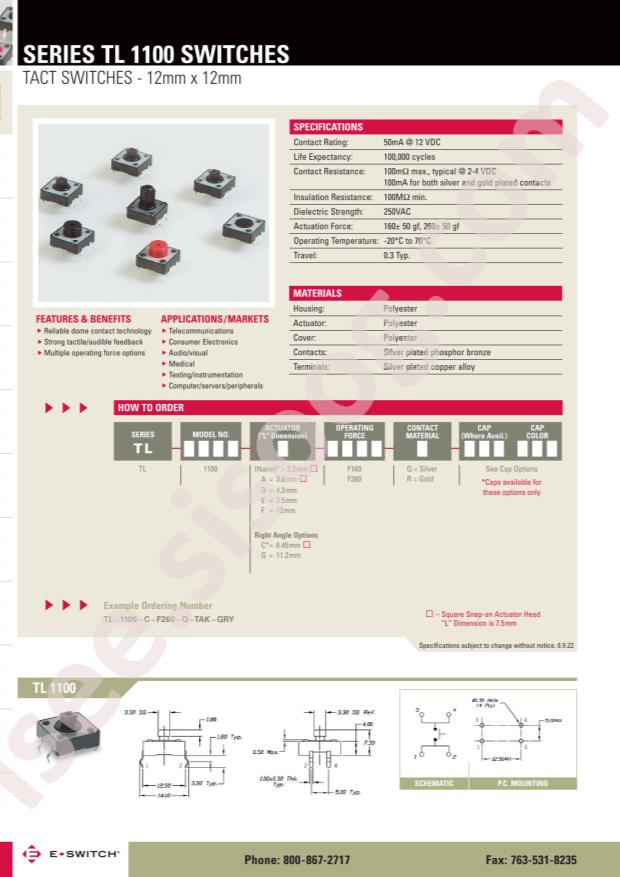 E-Switch TL1100F260R