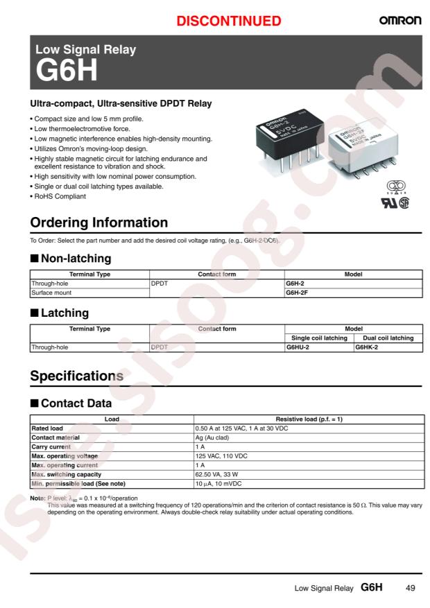 OMRON G6H-2-100-DC12