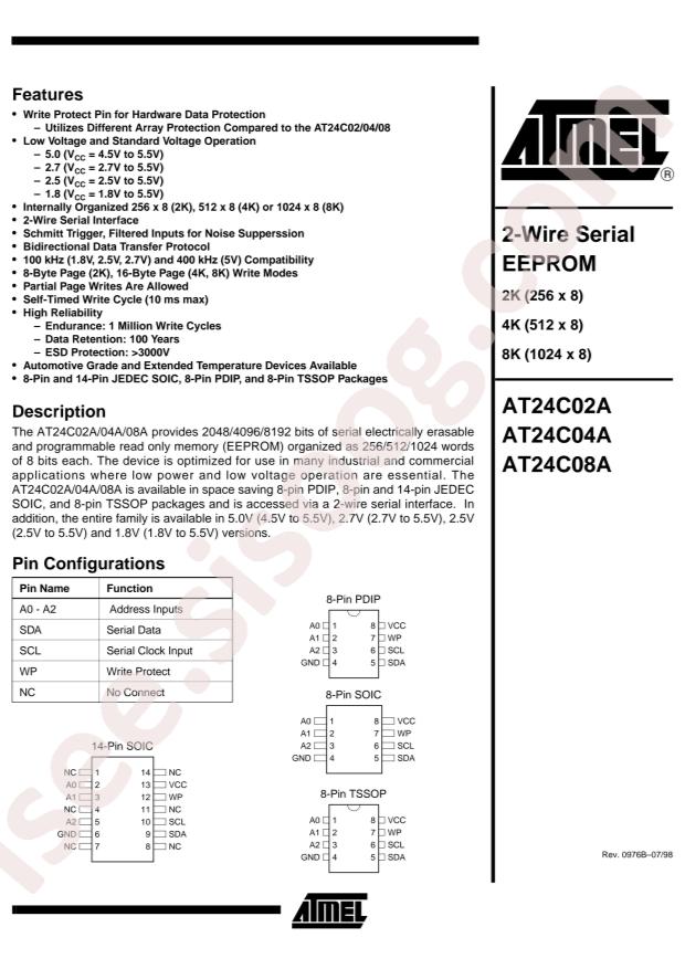 MICROCHIP AT24C02AN-10SC-2.7