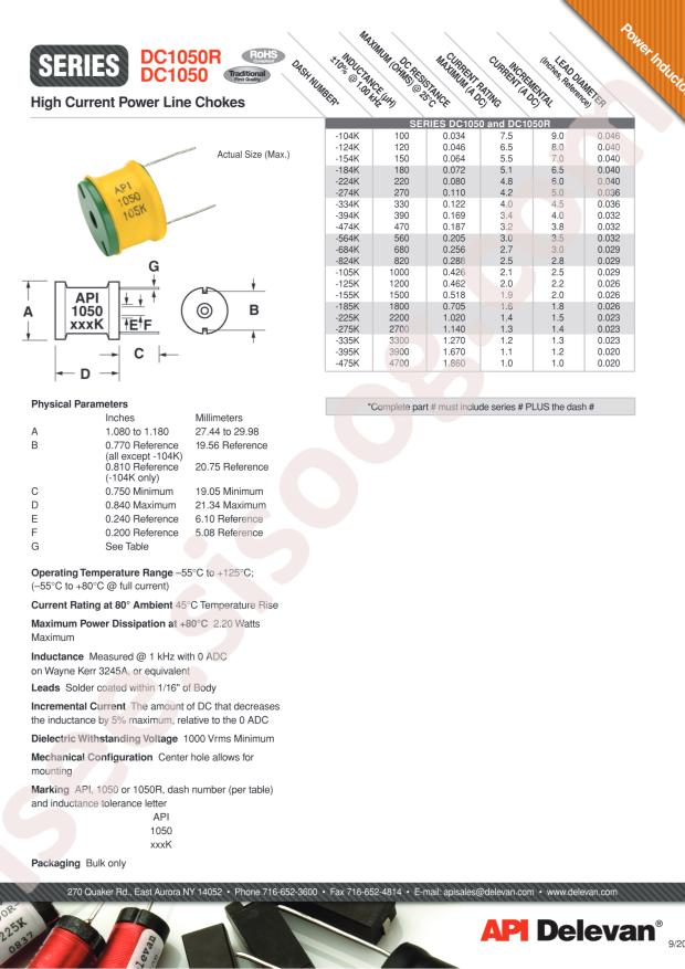 API Delevan DC1050R-335K