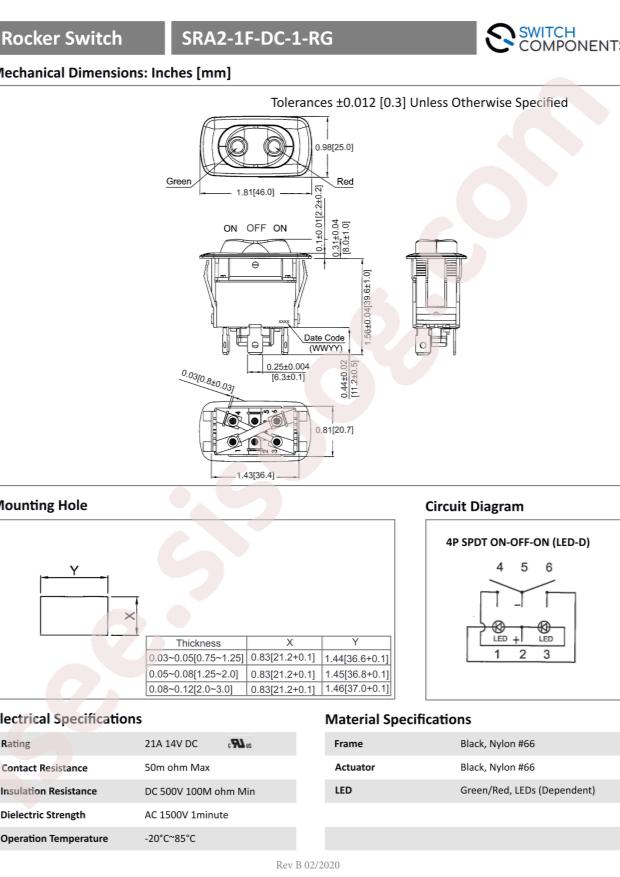 Switch Components SRA2-1F-DC-1-RG