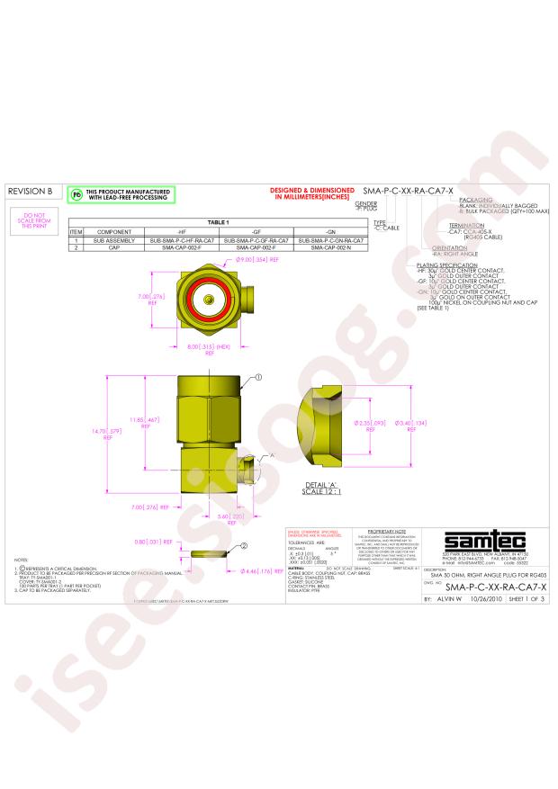 Samtec SMA-P-C-HF-RA-CA7
