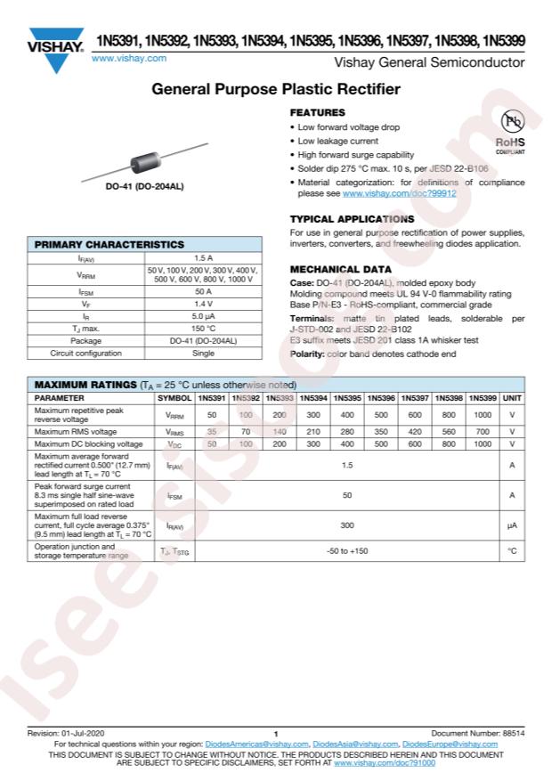 VISHAY 1N5393-E3/73