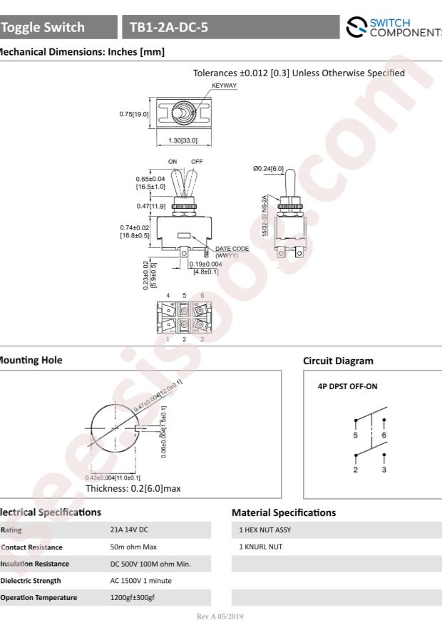 Switch Components TB1-2A-DC-5