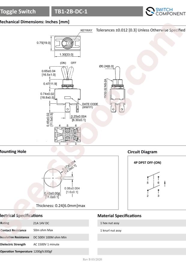 Switch Components TB1-2B-DC-1