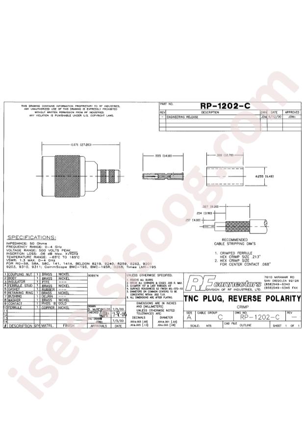 RF Industries RP-1202-C