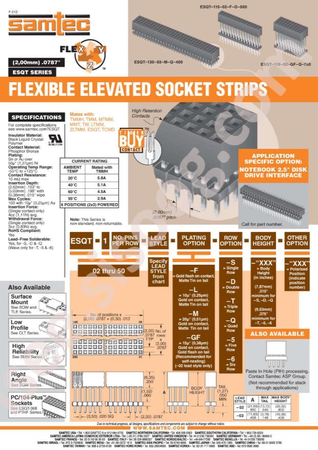 Samtec ESQT-108-02-L-S-750