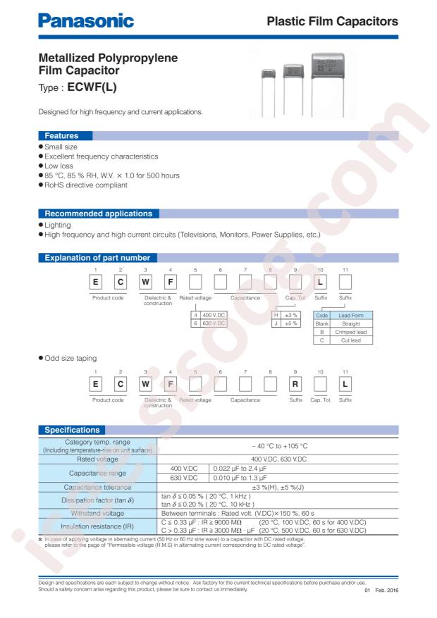 PANASONIC ECW-F6274JLB