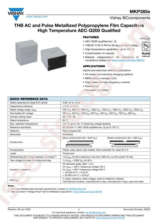VISHAY MKP385E36863KFM2B0