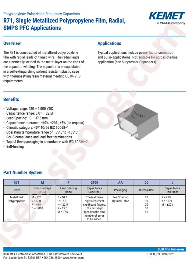 KEMET R71PI34704030M
