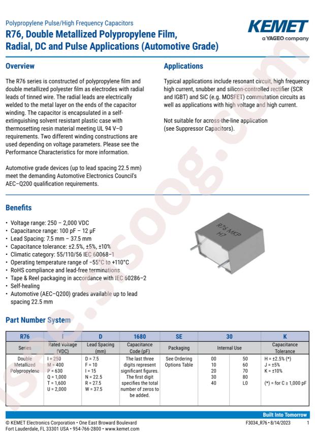 KEMET R76UI01004040J