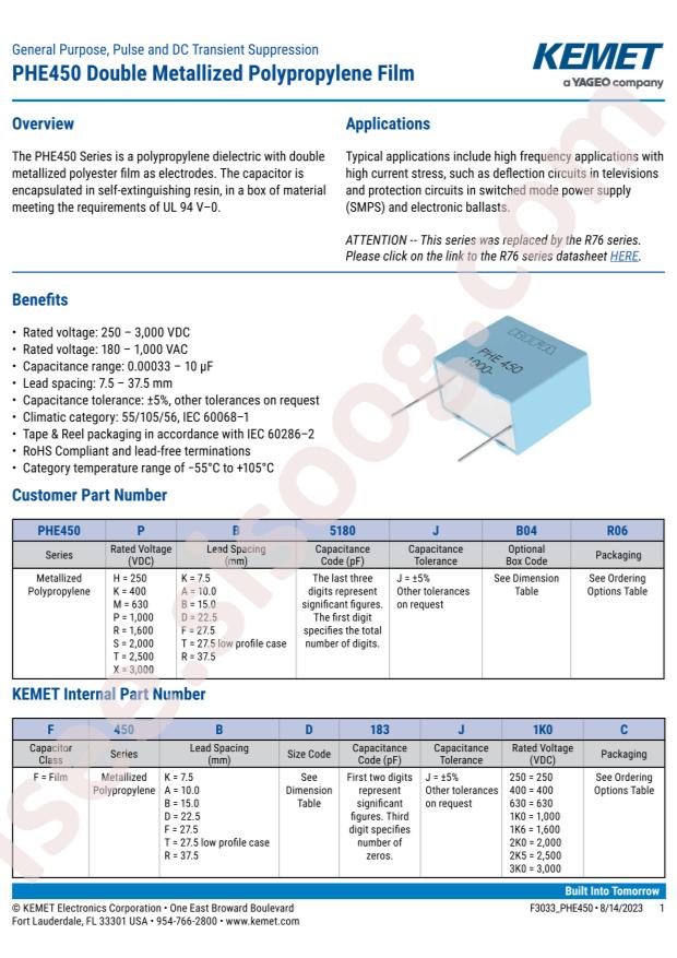 KEMET PHE450MD6330JR06L2