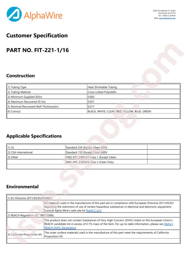 Alpha Wire F2211/16 CL005