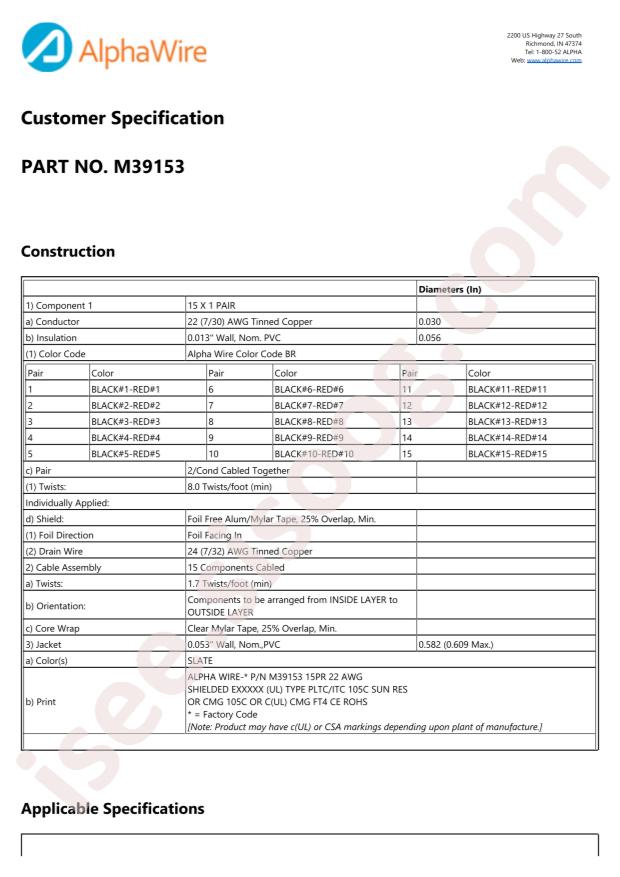 Alpha Wire M39153 SL005
