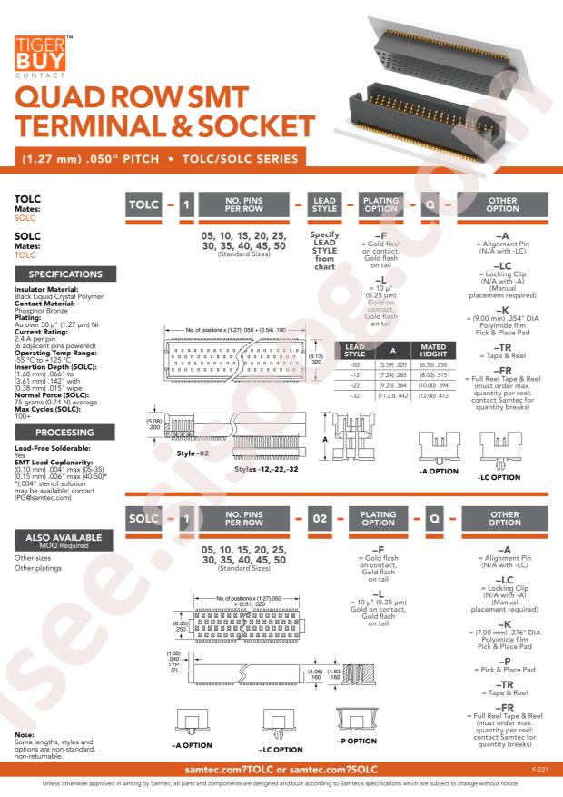 Samtec TOLC-110-02-L-Q-K