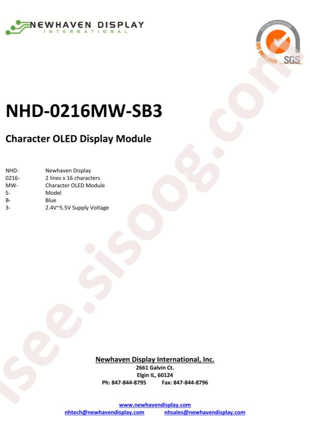 Newhaven Display(Newhaven Display International) NHD-0216MW-SB3
