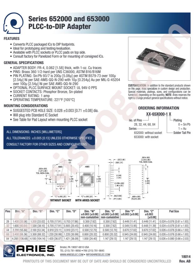 Aries Electronics, Inc. 32-652000-10-P