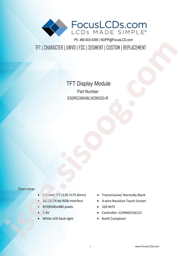 Focus Display Solutions Inc. E50RG38048LW2M320-R