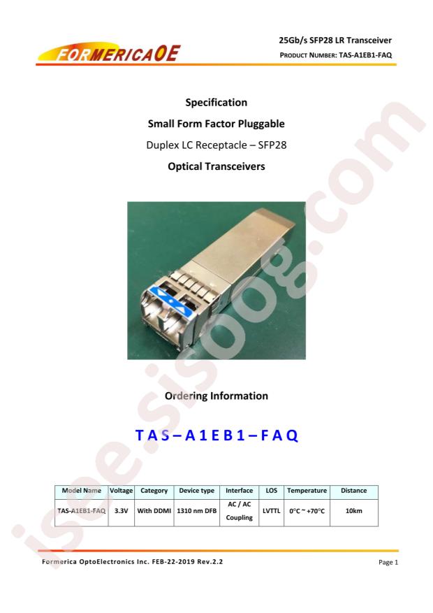 Formerica Optoelectronics TAS-A1EB1-FAQ