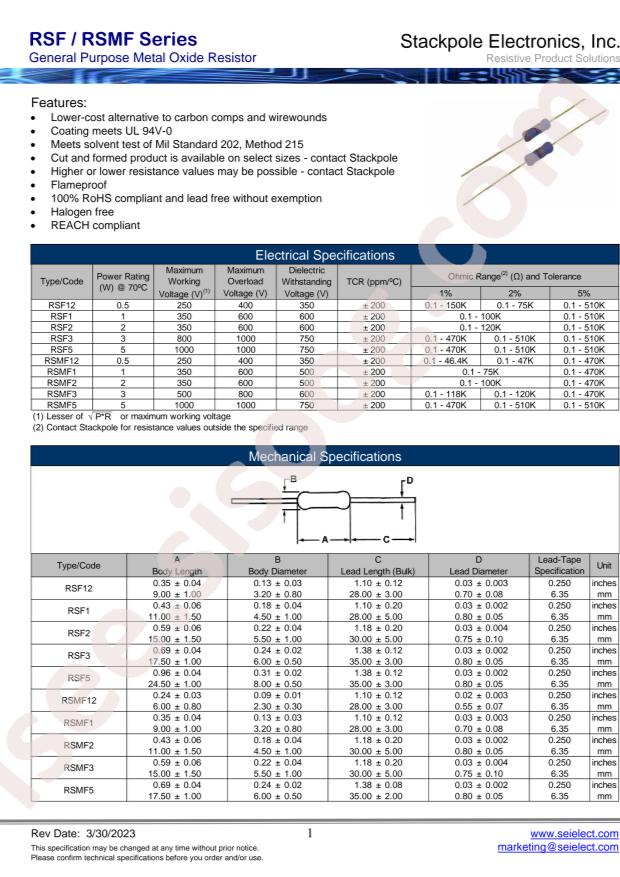 SEI(Stackpole Electronics Inc.) RSMF3JA220R