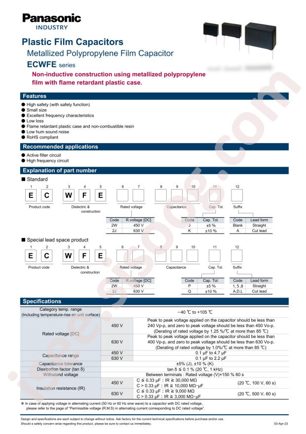 PANASONIC ECW-FE2W684JA