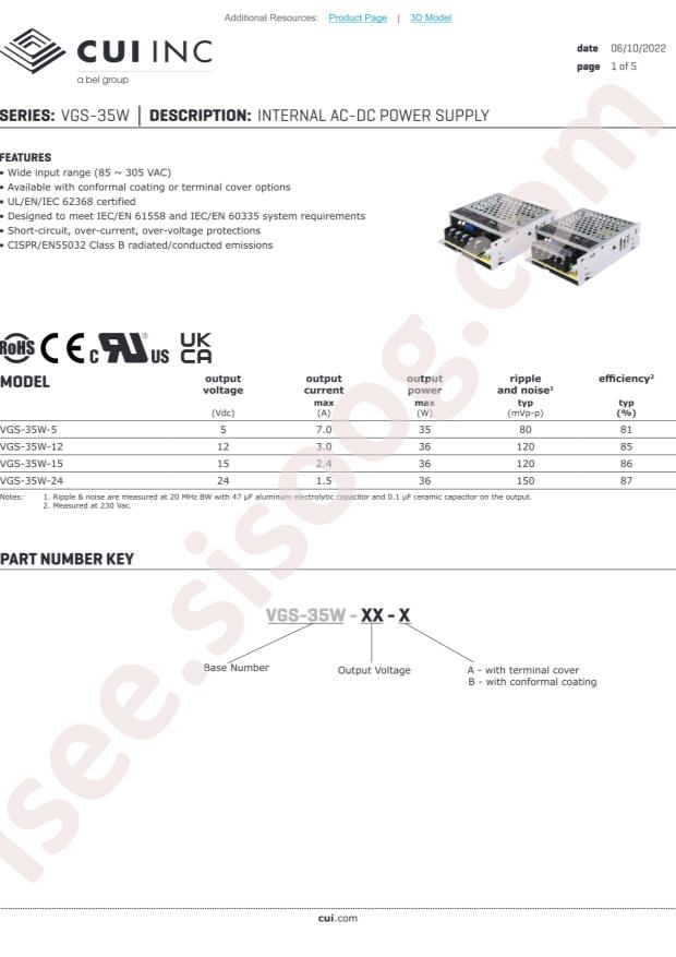 CUI VGS-35W-15