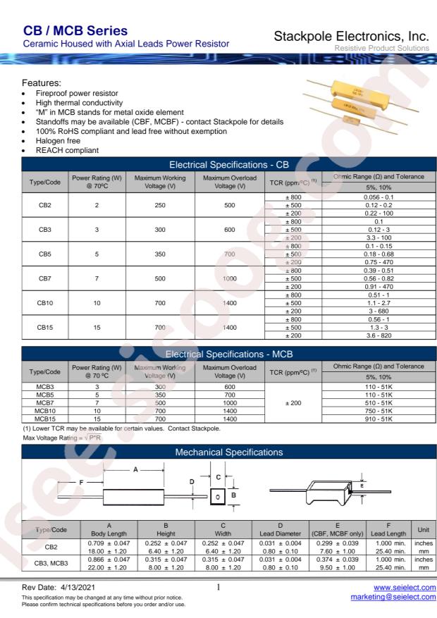 SEI(Stackpole Electronics Inc.) CB3JBR300