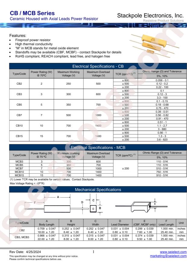 SEI(Stackpole Electronics Inc.) CB2JB3R90