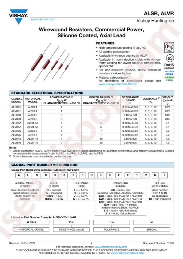 VISHAY ALSR101R000FE12