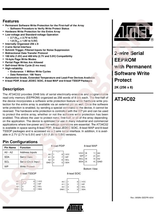 MICROCHIP AT34C02-10TI-1.8