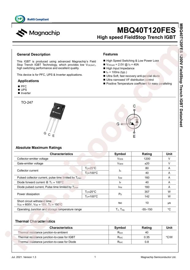 MagnaChip Semicon MBQ40T120FESTH