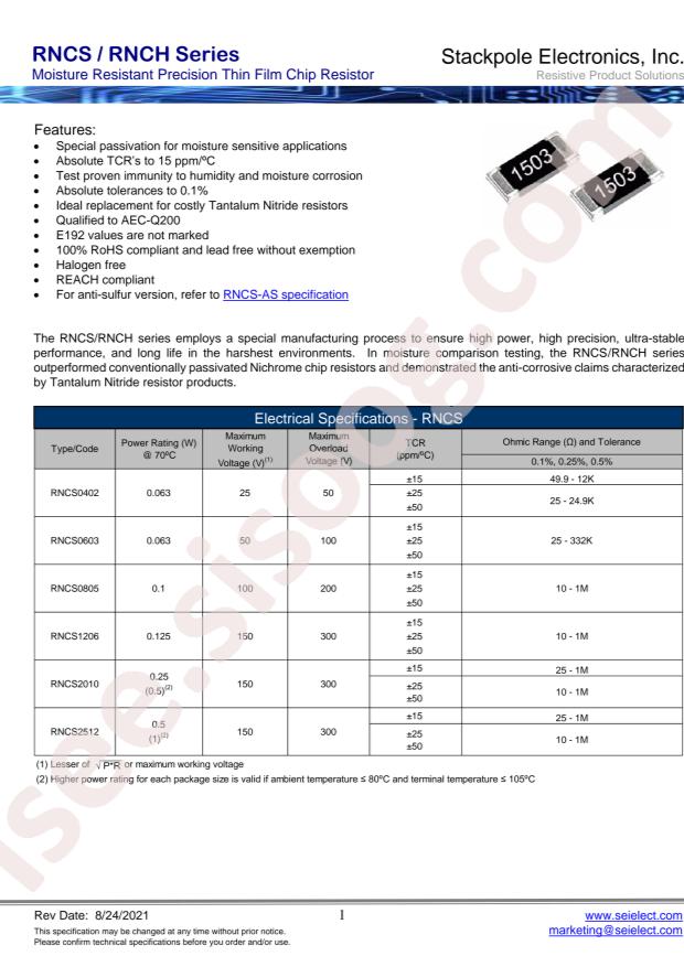 SEI(Stackpole Electronics Inc.) RNCS0402BTE3K57