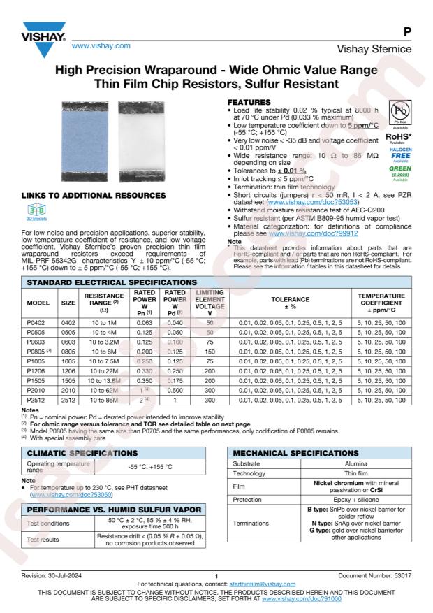 VISHAY P0603Y1622WNT