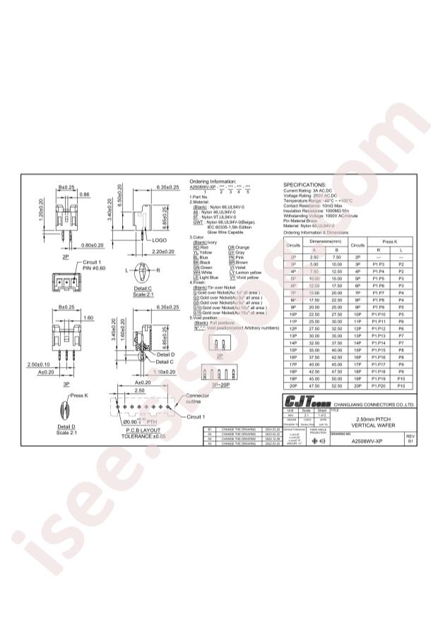 CJT(Changjiang Connectors) A2508WV-2P