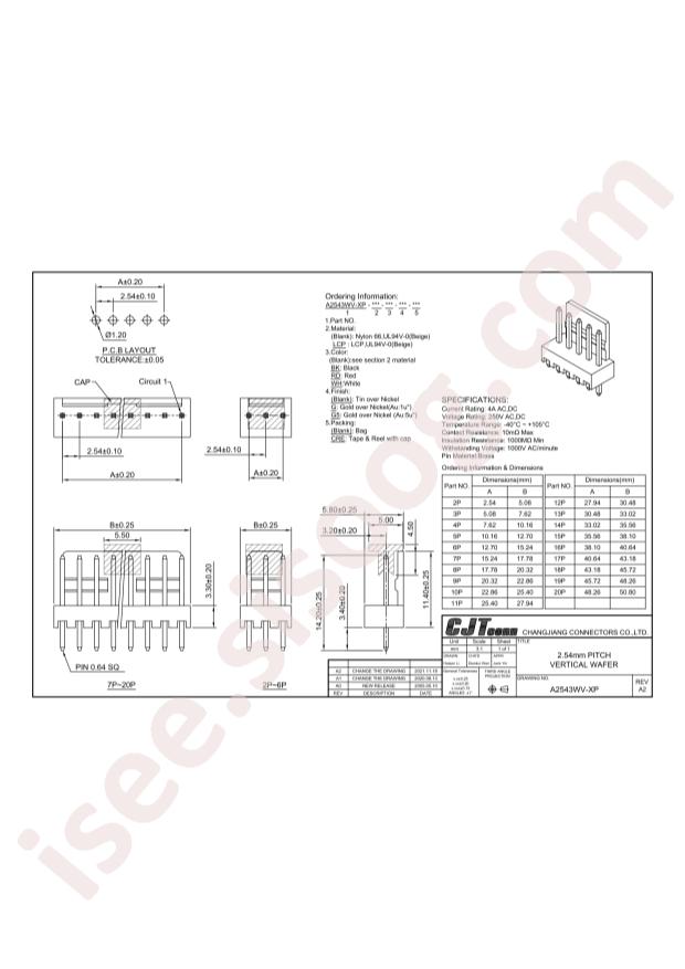 CJT(Changjiang Connectors) A2543WV-5P