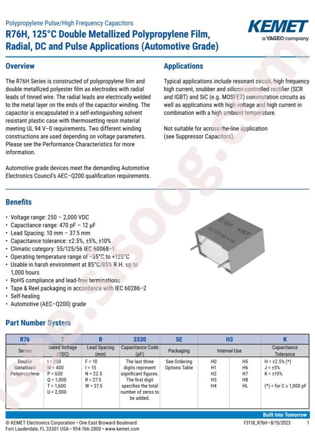 KEMET R76II333050H7J
