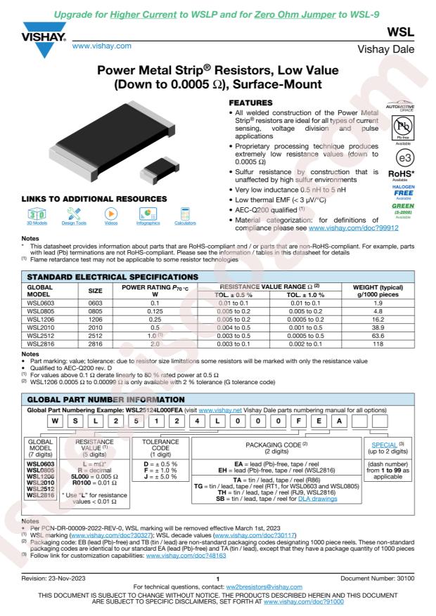 VISHAY WSL25122L400FEB