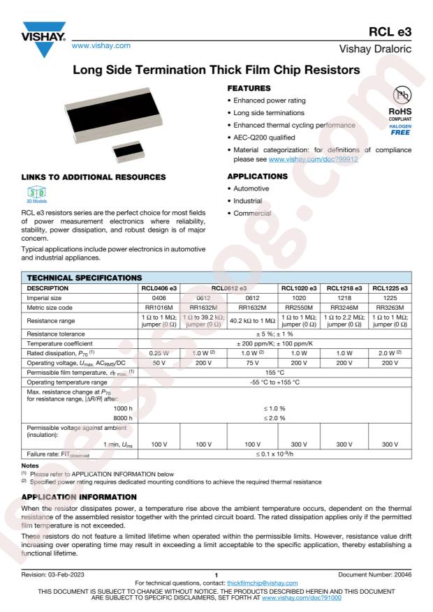 VISHAY RCL0612150RFKEA