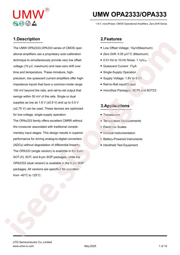 UMW OPA333AIDR(UMW)