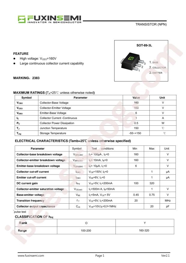 FUXINSEMI 2SC2383(RANGE:160-320)